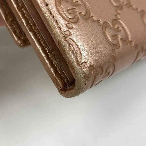 Gucci Guccisima Bifold Long Wallet Lovely Heart Shima Metallic Pink - Picture 3 of 7